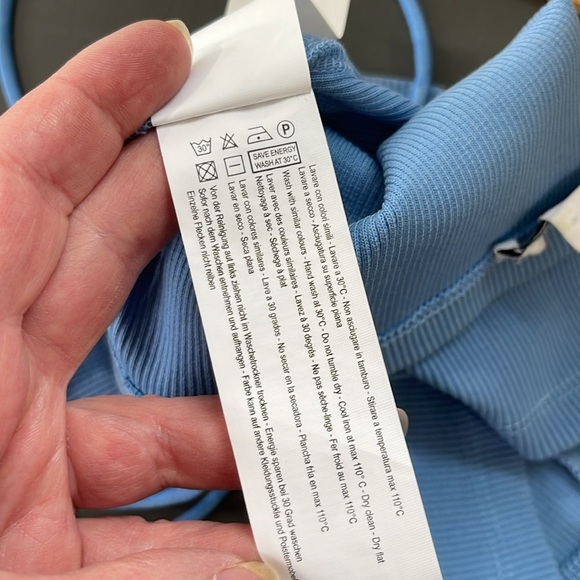 5/$25 Subdued Thin Spaghetti Strap Bandeau Cropped Cami Top Ribbed Blue S/4 - Picture 7 of 10